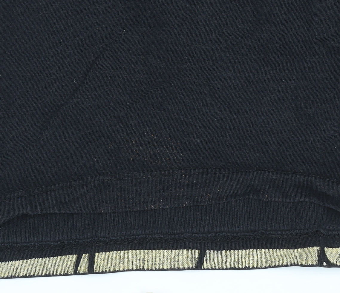Womens UK Size XL US SQUARE Black Basic T-Shirt