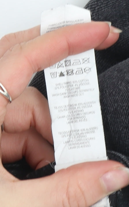 Denim Co. Women's Black Skinny Stretch Jeans Size 14 Mid Rise Frayed Hem