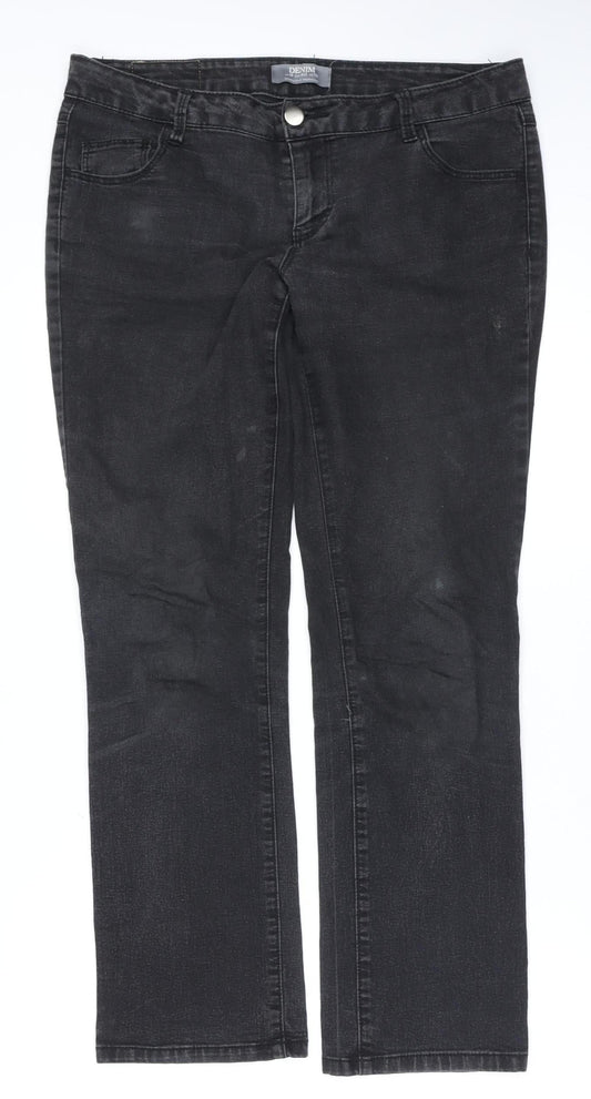 Womens UK Size 12 Dorothy Perkins Regular Fit Straight Black Jeans