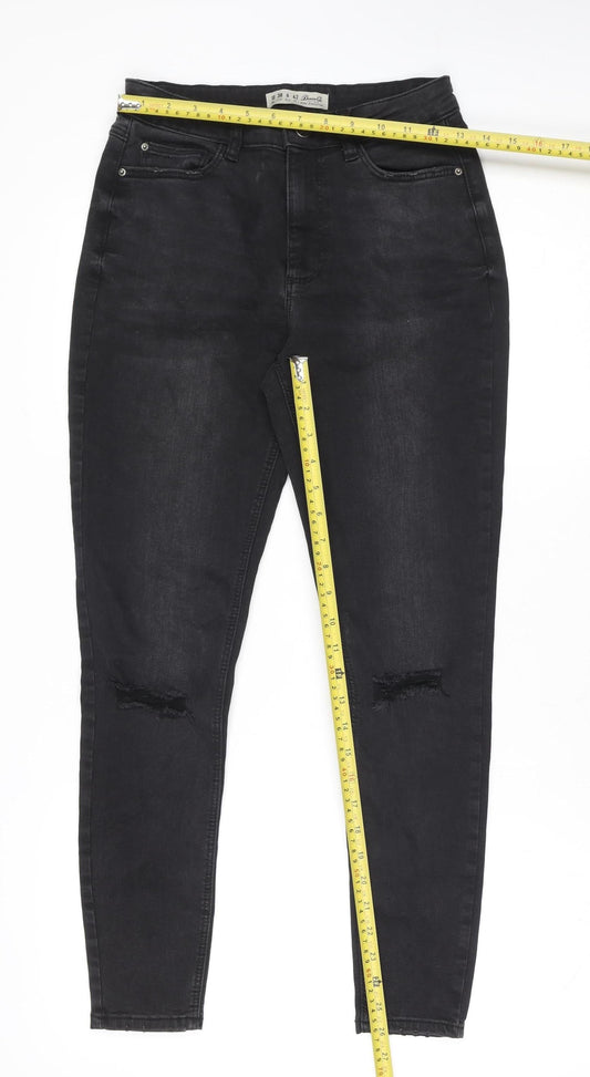 Denim Co. Womens Black Skinny Jeans Size 10 Distressed Stretch