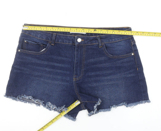Primark Women’s Blue Cut-Off Denim Shorts Size 18 Regular Fit