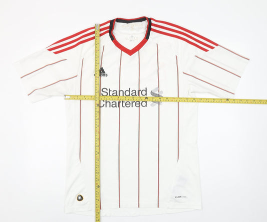Adidas Men's White Striped Football Jersey T-Shirt Size L