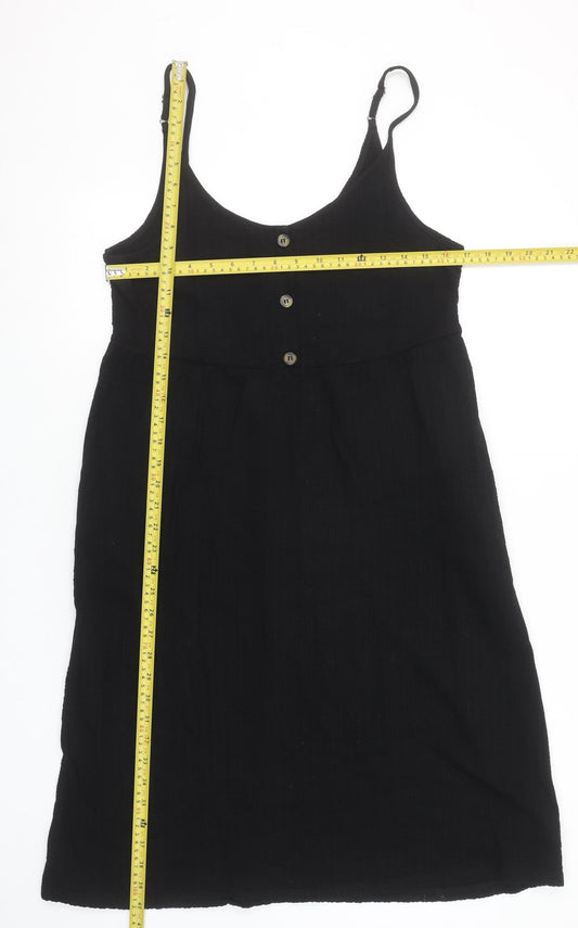 Next Women’s Black Cotton Slip Dress Size 16 Sleeveless Knee Length