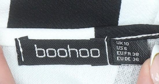 Boohoo Women’s Black and White Striped Sleeveless Jumpsuit UK 10