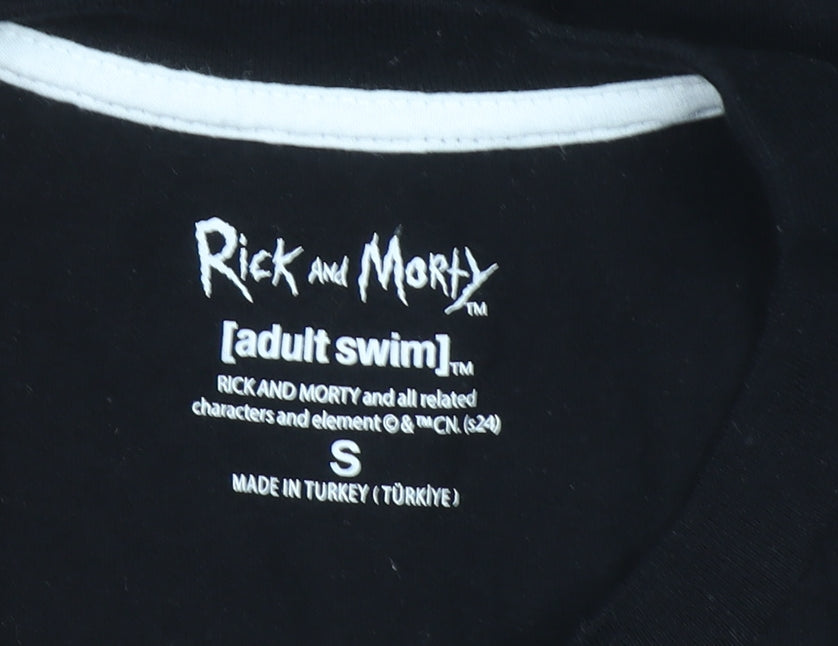 Unisex Adults UK Size S Adult Swim Black Basic T-Shirt
