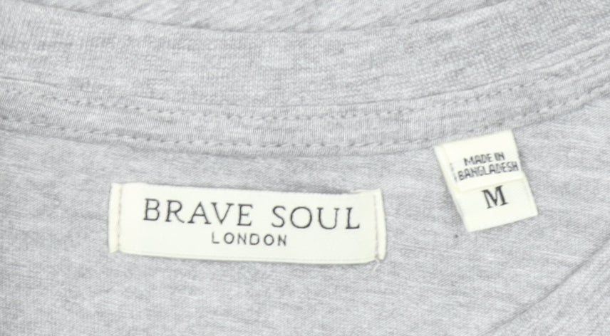 Womens UK Size M Brave Soul Grey Basic T-Shirt