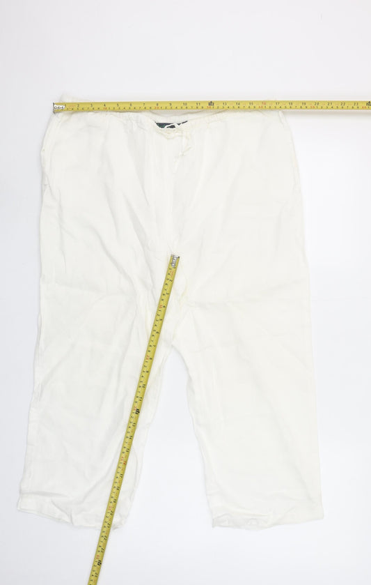 Boden Women's Ivory Linen Cropped Trousers Size 12R