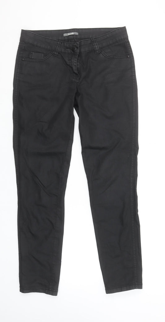 Womens UK Size 10 F&F Slim Fit Casual Workwear Black Trousers
