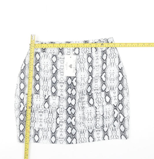 In The Style Womens Black Snake Print Stretch Mini Skirt Size 10