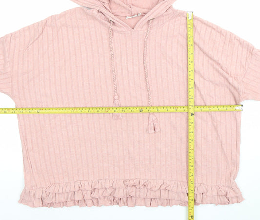 Womens UK Size S River Island Pink Pullover Hoodie