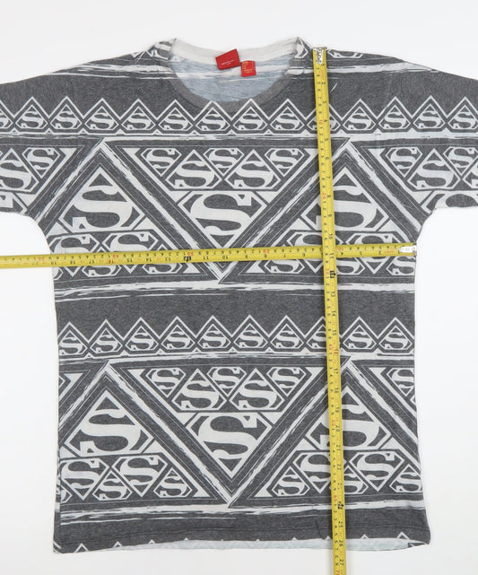 Womens UK Size M Superman Grey Basic T-Shirt