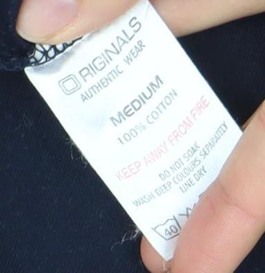 Originals Women's Blue Long Sleeve Cotton Basic T-Shirt M