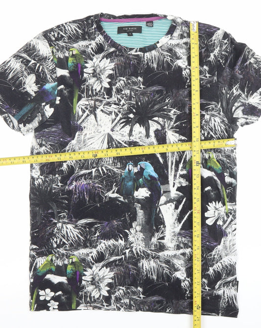 Ted Baker Men's Multicoloured Parrot Print Crew Neck T-Shirt Size M