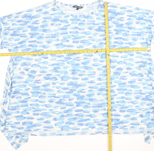 Bonmarché Women’s Blue Linen Short Sleeve Relaxed Fit T-Shirt XL