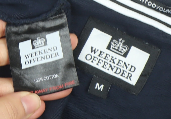 Weekend Offender Mens Blue Graphic Print Cotton T-Shirt M