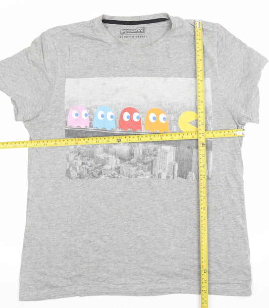 George Men's Grey Medium Pac-Man Graphic T-Shirt Cotton Blend