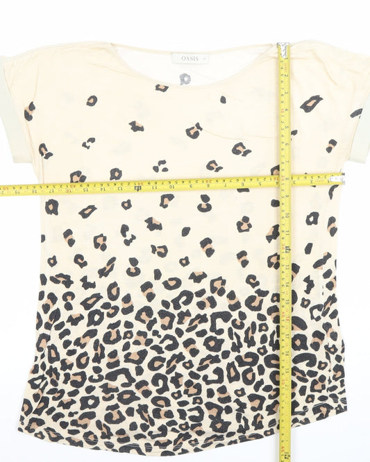 Oasis Women’s Beige Leopard Print Short Sleeve T-Shirt XS