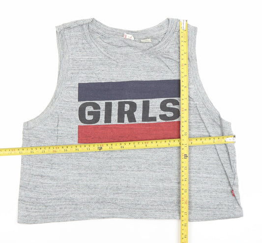 Levi's Womens Grey Cropped Tank Top Medium Casual Retro Style