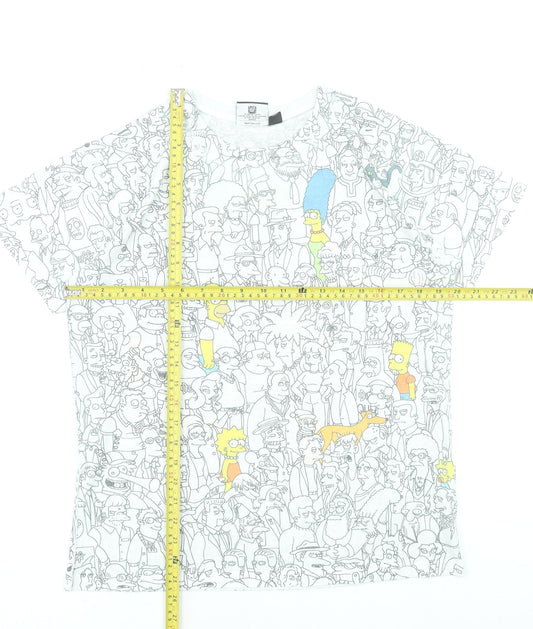 The Simpsons White Graphic Print Men's T-Shirt Size M
