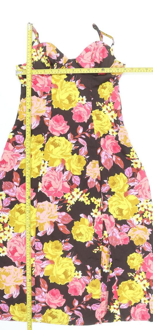 Brave Soul Women's Multicoloured Floral Slip Dress S