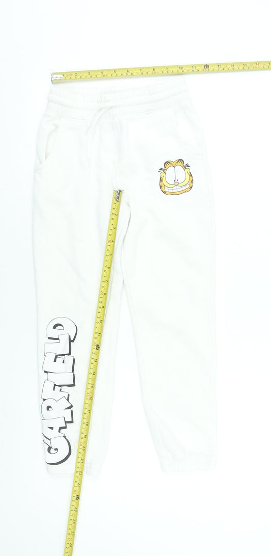 Garfield White Girls Sweatpants 8-9 Years Cotton Blend Joggers