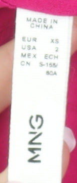 MNG Womens Pink XS Long Sleeve Button-Up Blouse