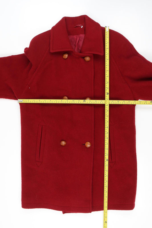 Womens UK Size L Definitions Red Pea Coat