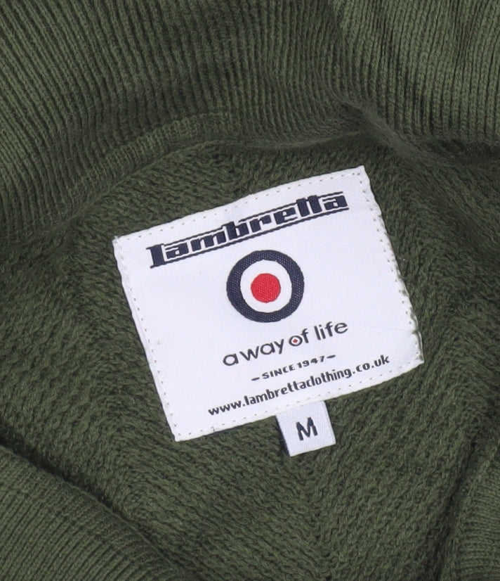 Lambretta Men's Green Collared Half Zip Cotton Jumper M Classic Mod Style
