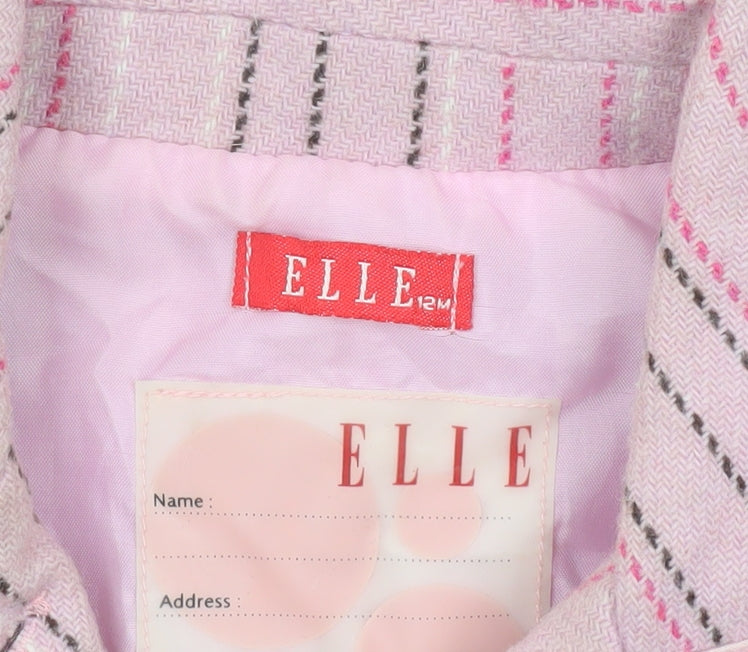 ELLE Girls Pink Striped Wool Blend Coat 12 Months Lined Button Classic Style