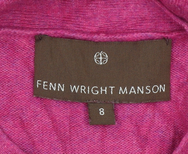 Fenn Wright Manson Women’s Pink Angora Cashmere Blend Button Pullover Jumper Size 8