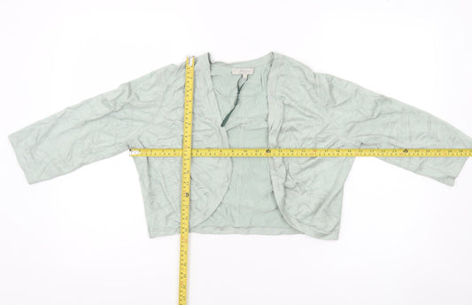 Hobbs Women Green L Cardigan Knit Lightweight 3/4 Sleeve