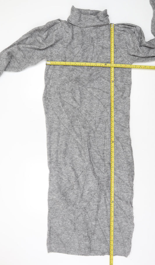 ASOS DESIGN Women’s Grey Knit Roll Neck Bodycon Midi Dress Size 6