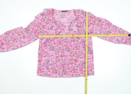 Womens UK Size S Dunnes Stores Pink Wrap Blouse