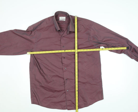 Van Heusen Men's Burgundy Long Sleeve Formal Dress Shirt Size 40