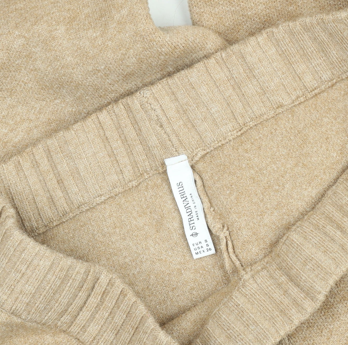 Stradivarius Women’s Beige Wide-Leg Knit Sweatpants S