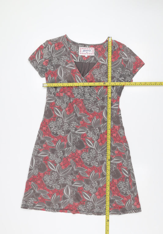 Mantaray Women's Red Floral Jersey A-Line Dress Size 10