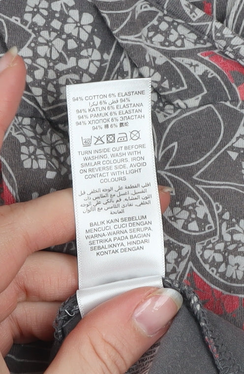 Mantaray Women's Red Floral Jersey A-Line Dress Size 10