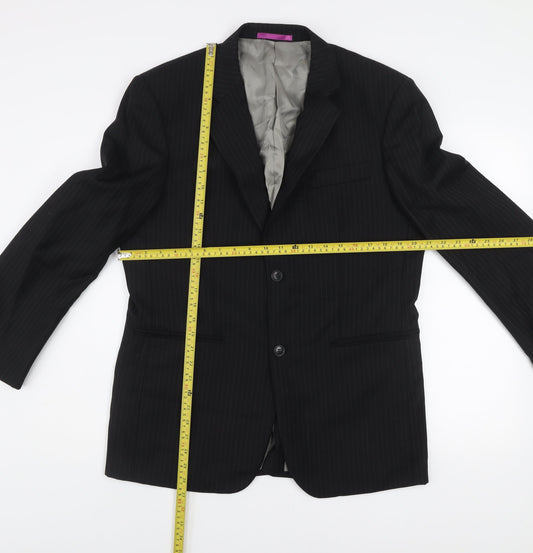 Roberto Gallini Signature Men's Black 40S Pinstripe Wool Blend Suit Jacket