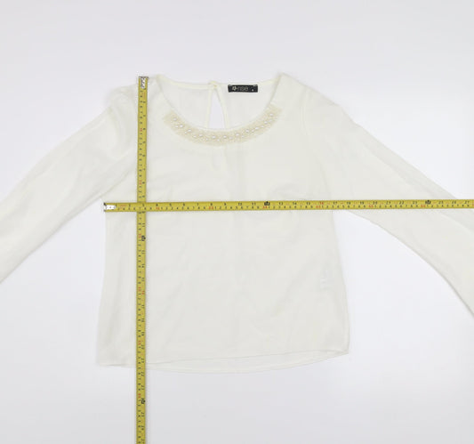 Womens UK Size 8 Rise Ivory Basic Blouse