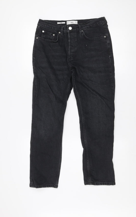 Womens UK Size 12 Mango Regular Fit Straight Black Jeans