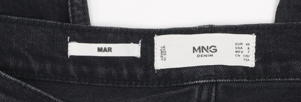 Mango Women Black Straight Leg Jeans Size 12 Regular Fit Denim