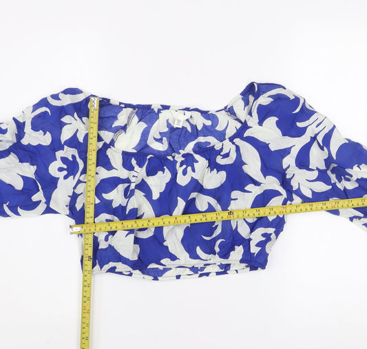 Womens UK Size 12 H&M Blue Cropped Blouse