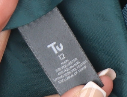 Tu Women’s Green Hooded Anorak Jacket Size 12 Mid-Length Lined