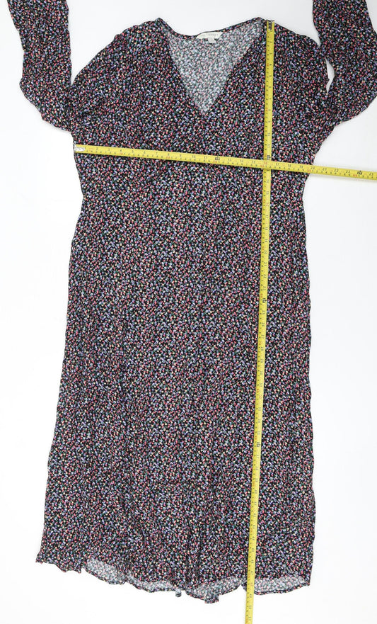 Marks and Spencer Womens Multicoloured Floral Midi Wrap Dress Size 18