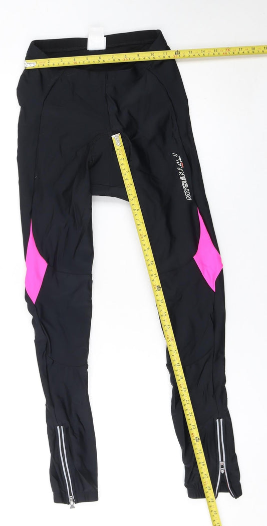 Mysenlan Girls Black XL Cycling Leggings Reflective Ankle Zip Sportswear