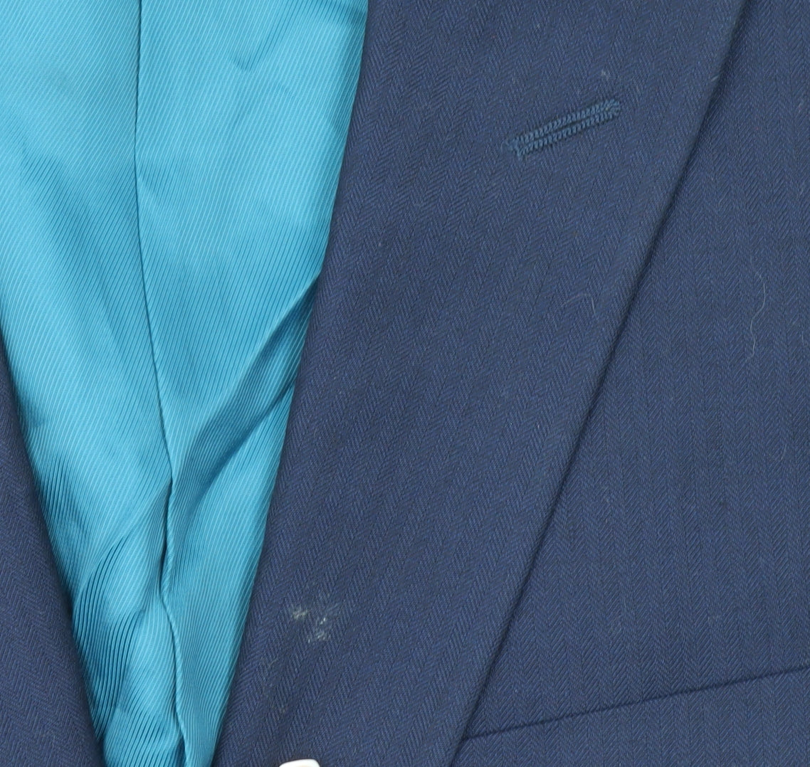 Marks and Spencer Men's Blue 40in Regular Wool Suit Jacket