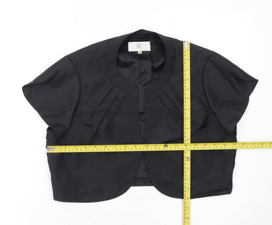 CC Women Black Size 14 Cropped Shawl Collar Tuxedo Jacket