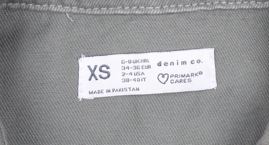 Denim Co. Women’s Green Cotton Button Jacket XS Casual Style