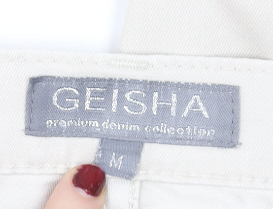 Womens UK Size M Geisha Regular Fit Straight Beige Jeans