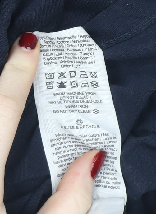 Jack & Jones Men Blue Core Basic Cotton Crew Neck T-Shirt Size M